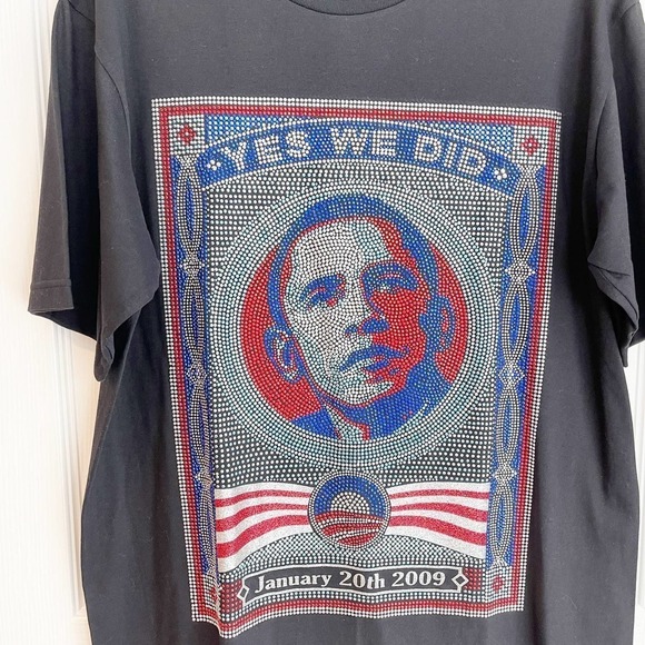 Heavy Metal Men's Short Sleeve Obama Graphic T-Shirt Crew Neck Black Size L - Picture 4 of 8